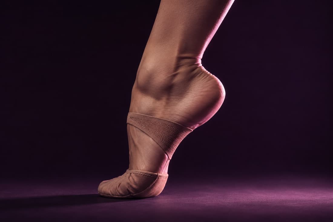 A half sole shoe bent at the arch
